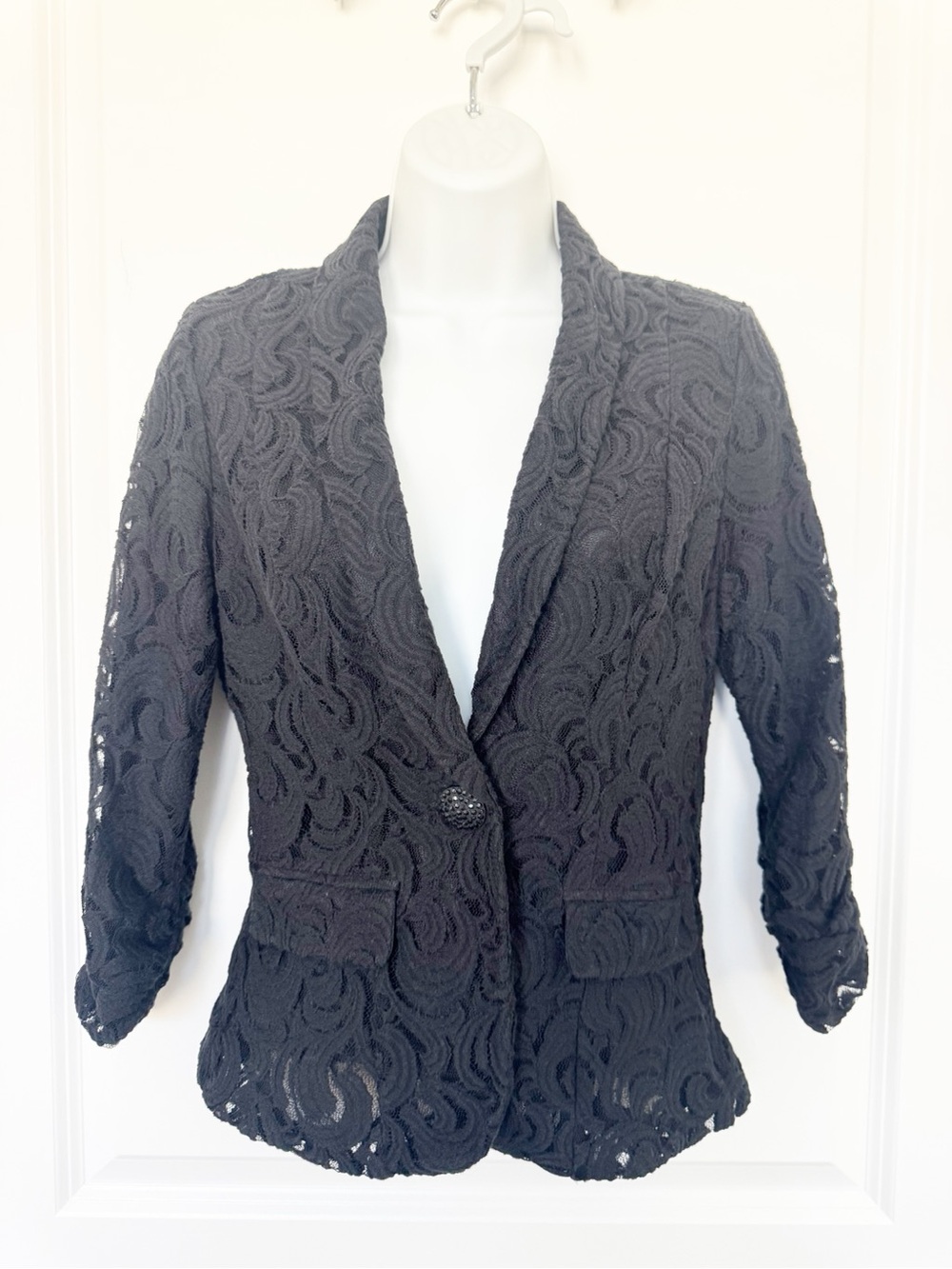 Vintage Y2K 2b bebe Black Lace Single-Button Women's Blazer Medium